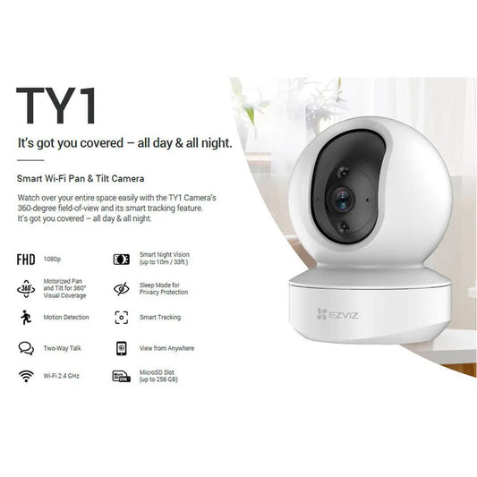 EZVIZ TY1 Indoor Mountable camera requires an Wifi Connection PTZ movement