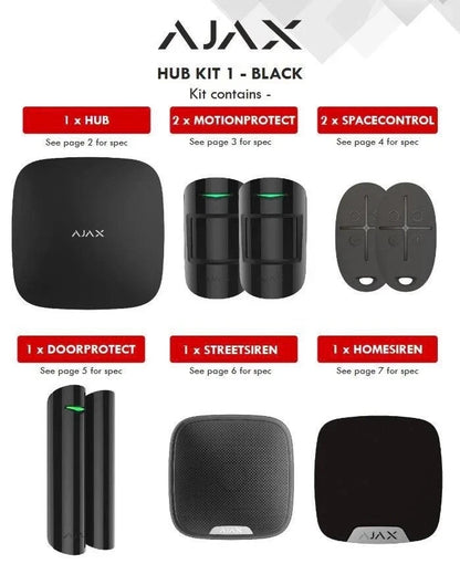 Ajax Hubit 1 & 2 Home Alarm system with keypad or fobs available in black or white