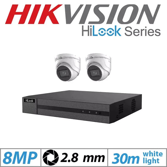 8MP 4K HIKVISION HILOOK DVR CCTV SYSTEM KIT 4 CHANNEL DVR 2 CAM TK-2148TH-MM